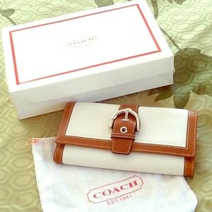 Authentic coach trifold wallet + checkbook