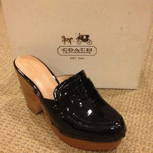 Coach Patent Black Clogs