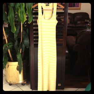 Yellow & Cream Striped Racerback Maxi Dress