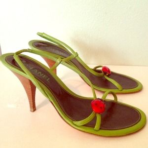 Green Chanel Slingbacks