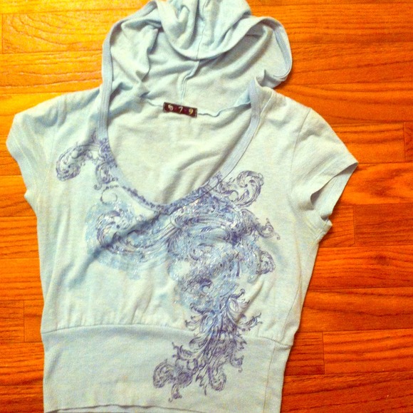 SOLD in bundle for Amy Baby blue hooded crop top