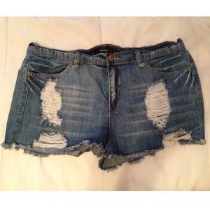 Forever 21 Denim Distressed High-waisted Shorts