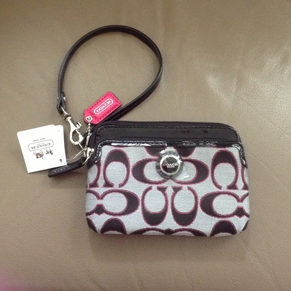 Coach Poppy Sig Metallic Dbl Wristlet #47899