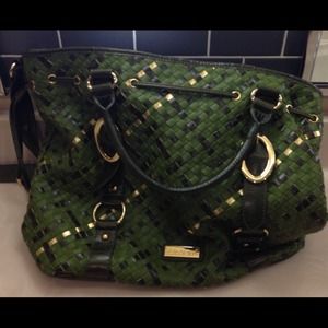 Melie Bianco green and gold hobo purse