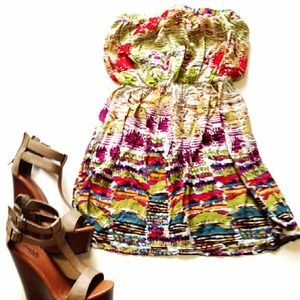 Tribal Strapless Mini Dress