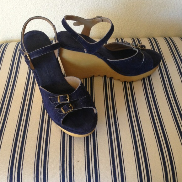 Blue Suede Wedges...also in Nude Leather!