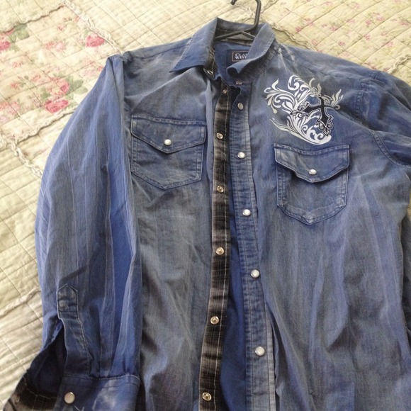 Rmen's denim inspired shirt. TWO SHIRT BUNDLE.