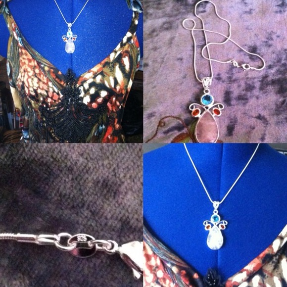 Rose Quartz Pendant on Sterling Silver Snake Chain