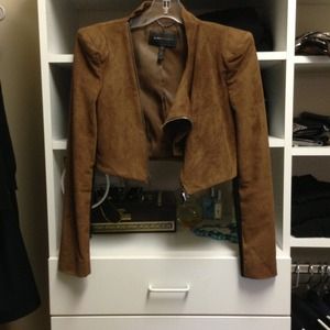 BCBG Cognac Ultra Suede Moto Jacket