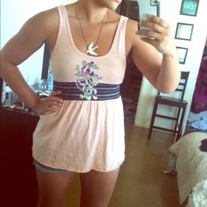 Free people Unique Floral pink tank
