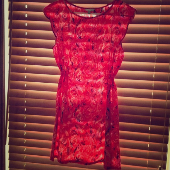 Pink & Red Swirl/ Rose dress