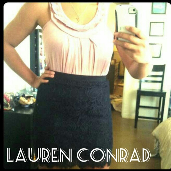Lauren Conrad black lace high waisted skirt