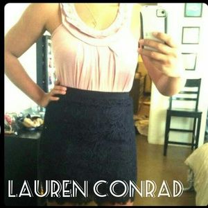Lauren Conrad black lace high waisted skirt
