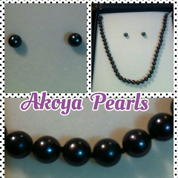 NEW- AuthenticA AKOYA Peacock Pearl Set in Box