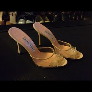 Authentic Manolo Blahnik, Clear, Open Toe Heels