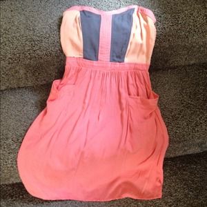 Target Hot Coral Strapless Dress XS
