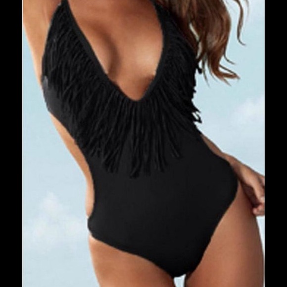 Brand New Fringe Monokini Black