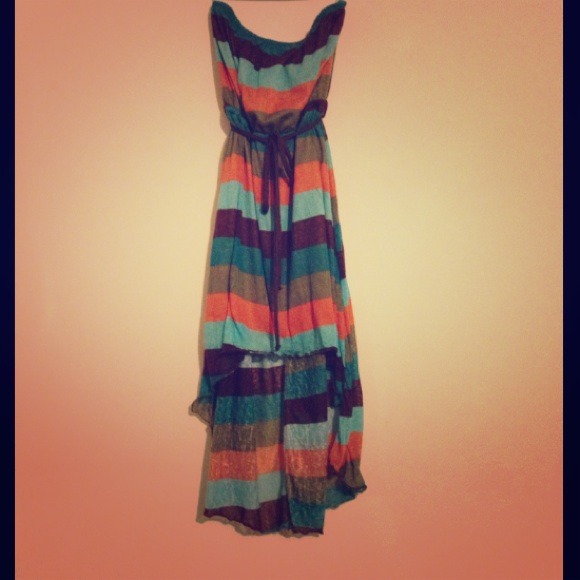 Striped high low dress
