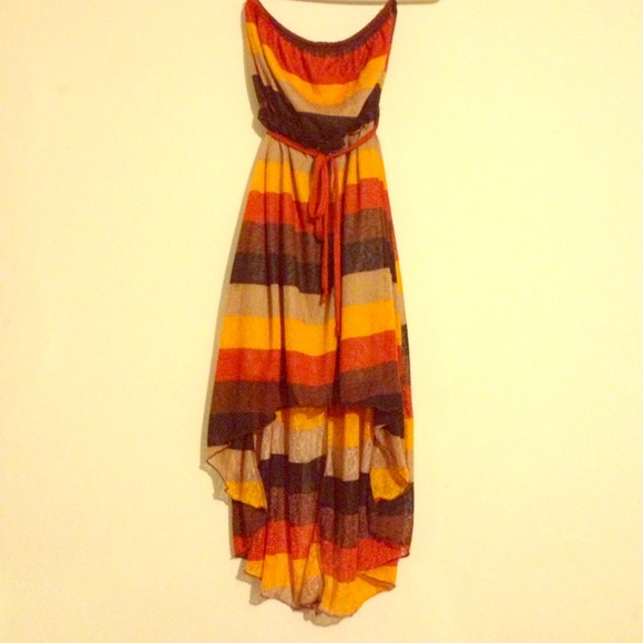 Striped hi low dress