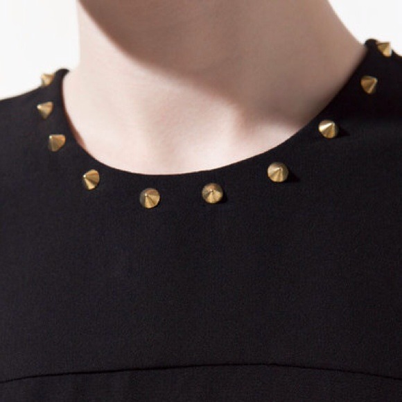 Zara Black Studded Tunic Dress Sz L NWT - Picture 3 of 3