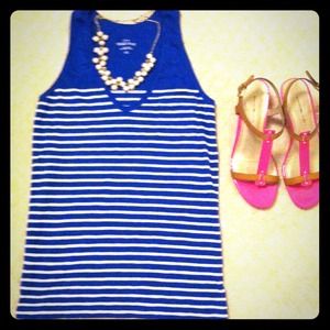 J.Crew v neck striped blue and white top xxs/xs