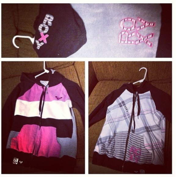 ROXY reversible hoodie, black, gray & hot pink