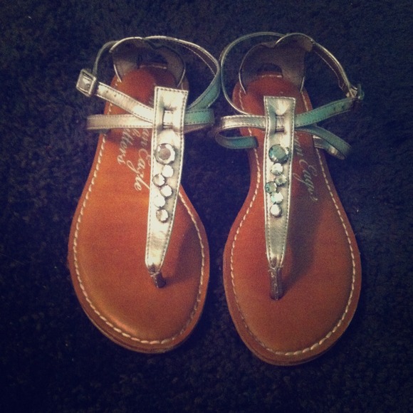 Silver gem flip flops