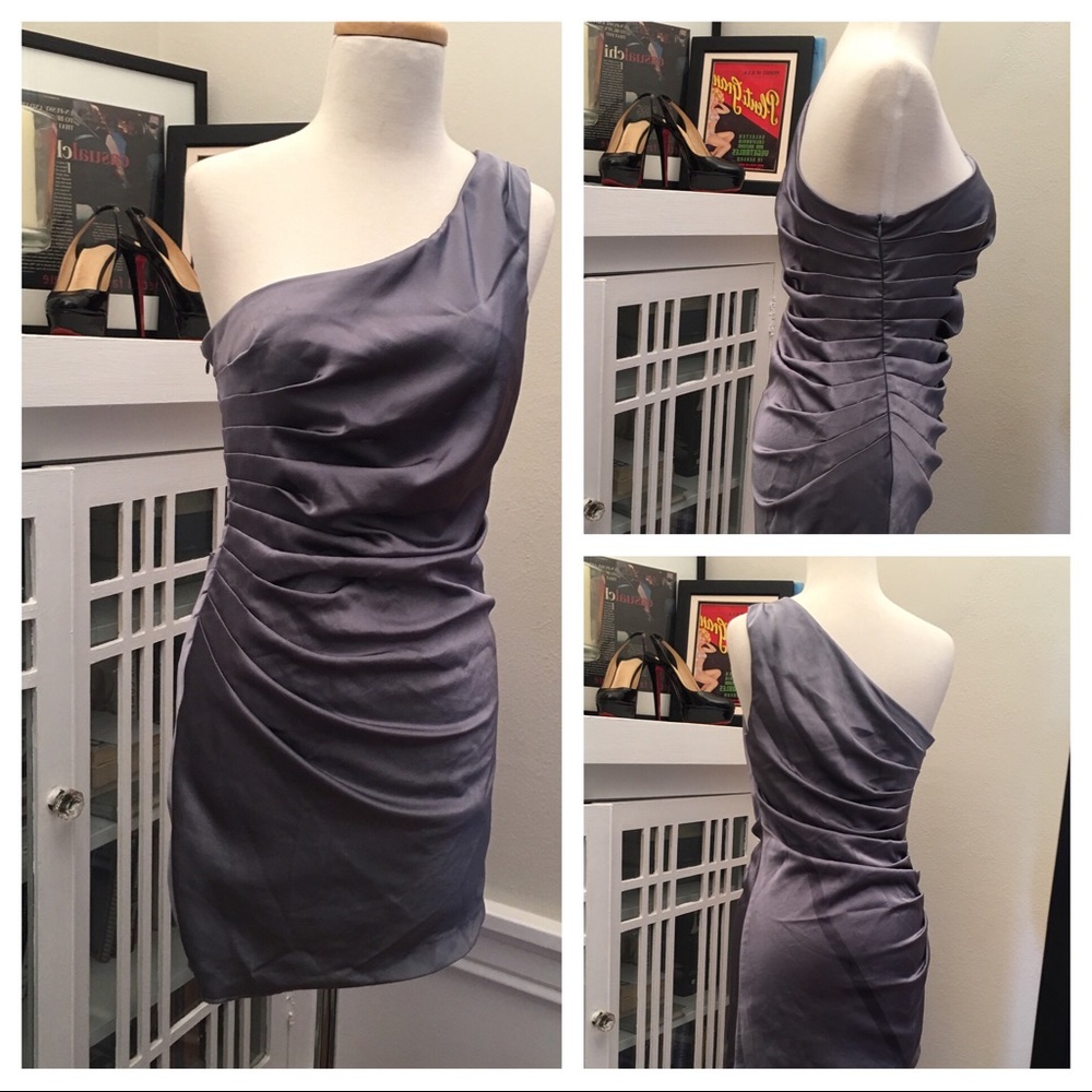 DO&BE Silver Ruched Cocktail Dress SIZE S