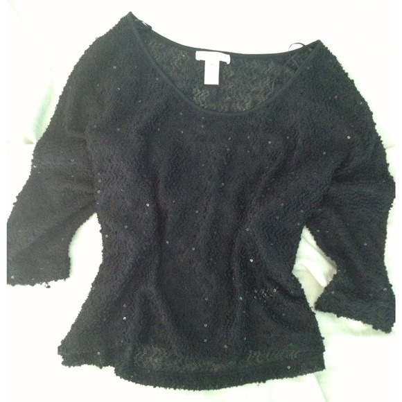 Black Off-the-Shoulder Top with Sequins