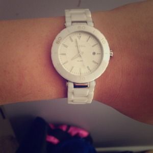White ceramic Fossil watch