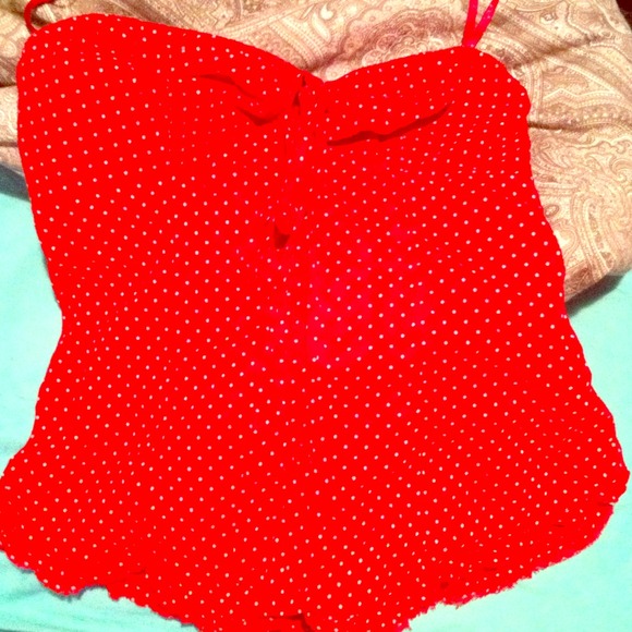 SOLD** Red/ white polka dots tube top