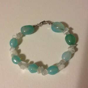 Aqua and white bracelet