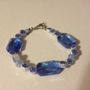 Blue and white bracelet