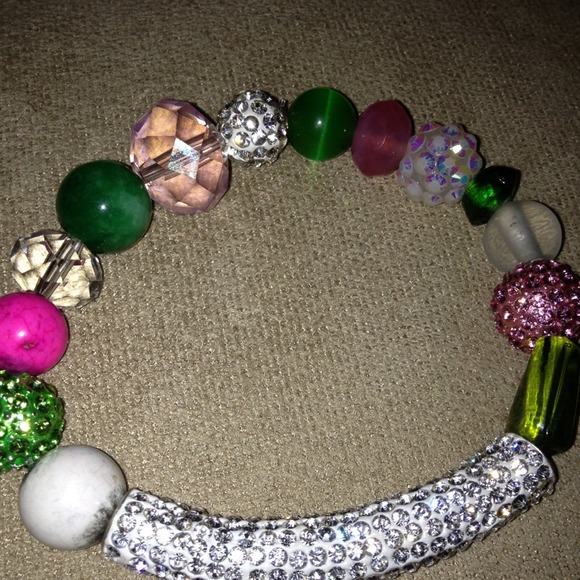 Multi Crystal pink and green bracelet