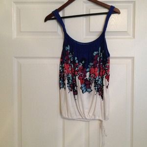Draping floral tank top