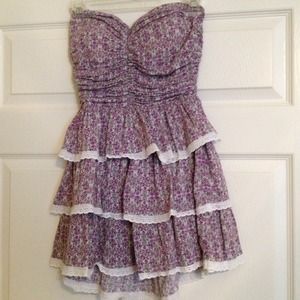 Purple floral ruffle top