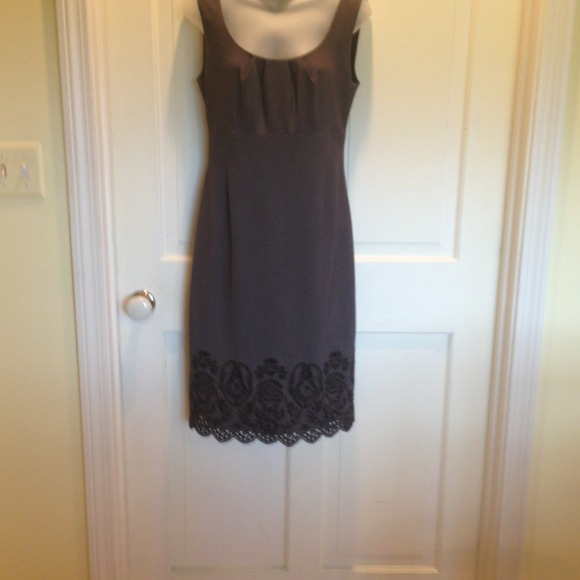 Eli Tahari crepe embroidered dress.