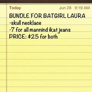 Bundle - ikat jeans and skull necklace