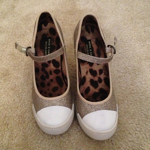 Glitter tennis shoe wedges.