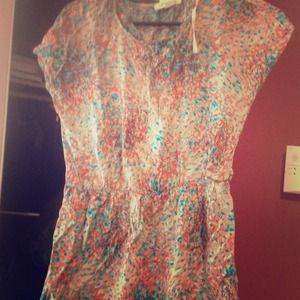 Coral and blue flowy dress