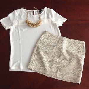NWOT Light Gold Patterned Express Miniskirt