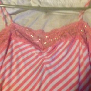 Pink & White striped spaghetti strap shirt
