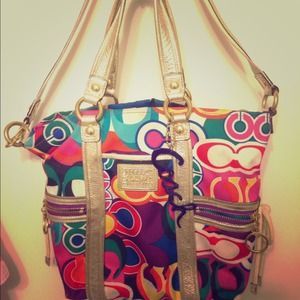 Coach daisy poppy "C" print/tote.