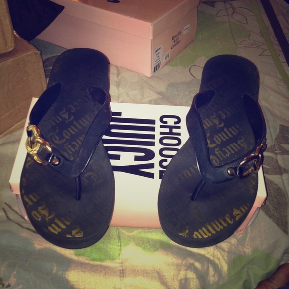 Authentic Juicy Couture wedge Flip flops