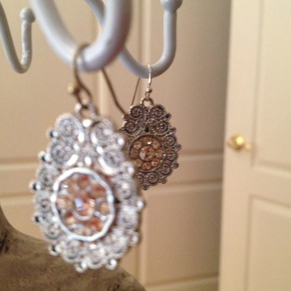 Silver and pink earrings