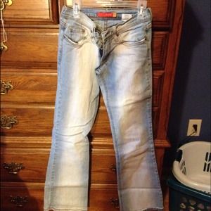 Blue and white jeans