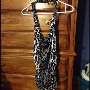 Black grey and white halter top