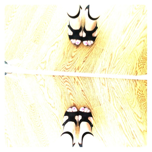 Twenty two shoes black suede gladiator heels
