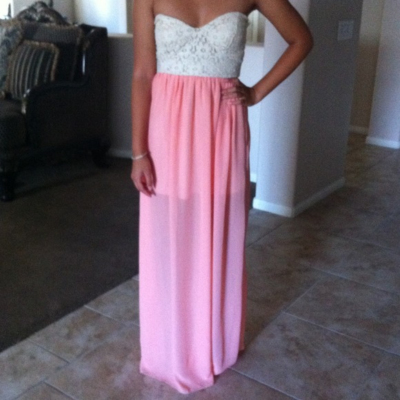 NWT Tan & Peach Chiffon Dress!