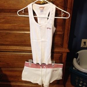 White and red outfit tank top and shorts